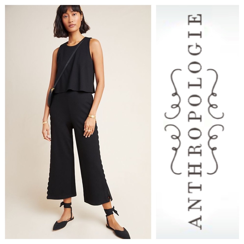 The Essential Jumpsuit By Anthropologie Black Freya Scalloped Jumpsuit